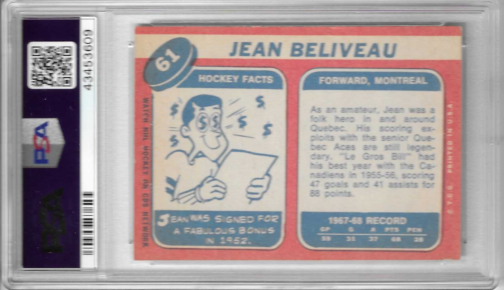 1968 Topps Jean Beliveau