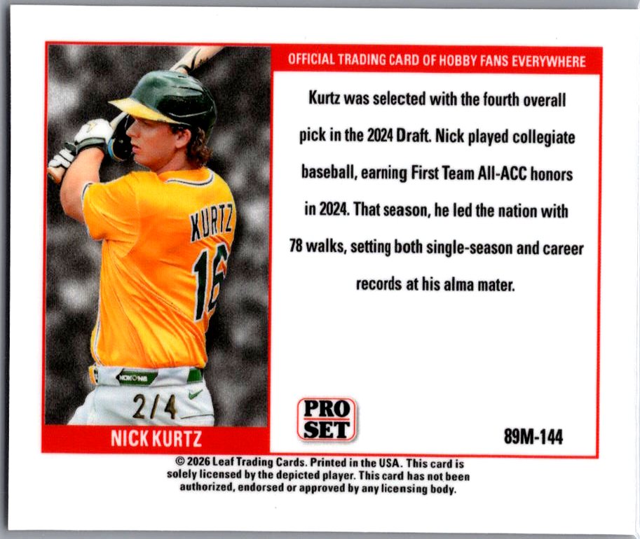 Nick Kurtz 2026 Pro Set Baseball Copper Mini 4