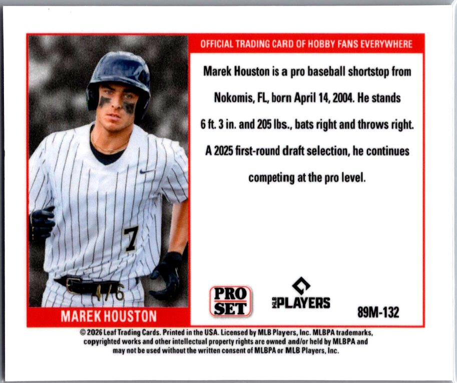 Marek Houston 2026 Leaf Pro Set Pink Mini Prospect Card 6