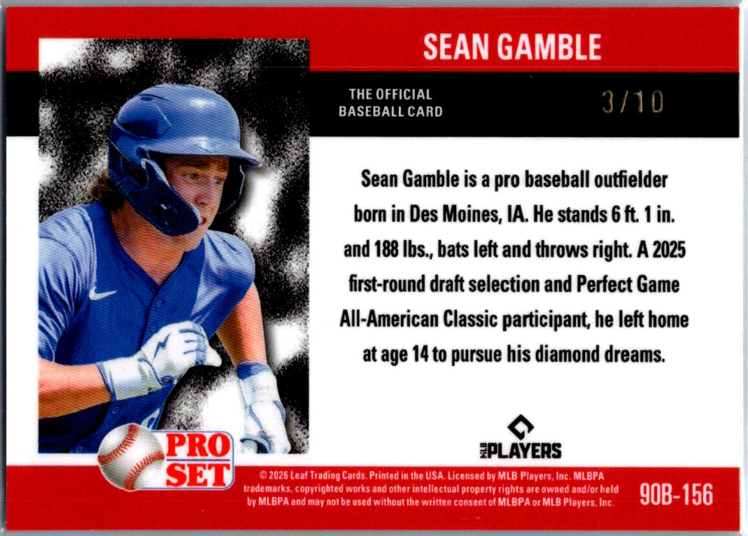 Sean Gamble 2026 Pro Set Silver Parallel Card