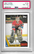 Hockey trading card of Patrick Roy with Topps branding, framed by a protective case.
