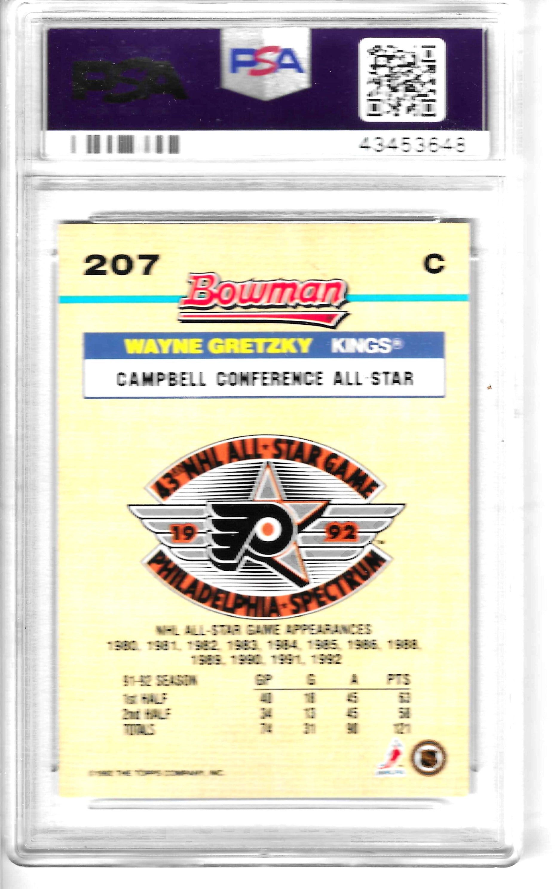 1992 Bowman Wayne Gretzky Foil Card 
