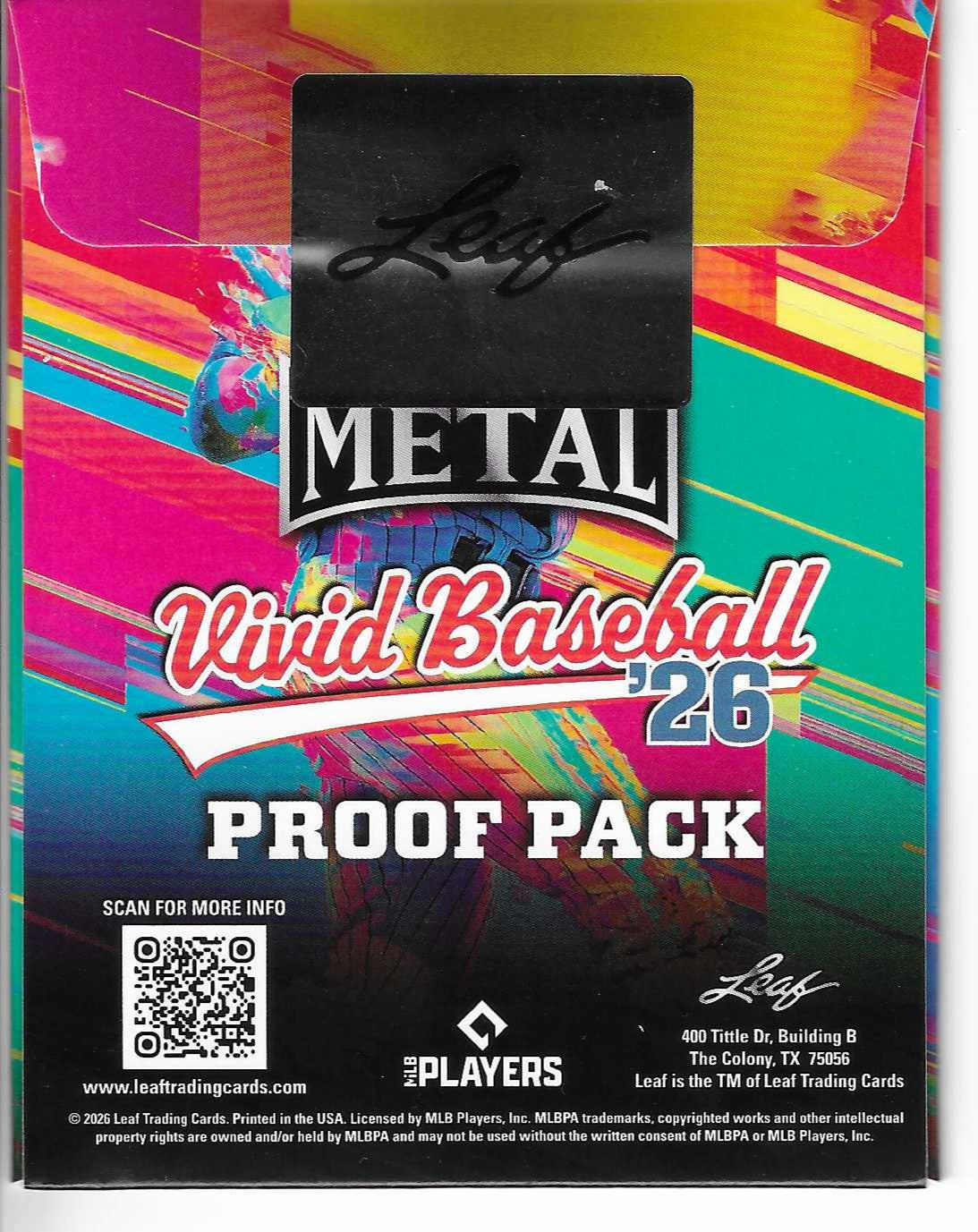2026 Leaf Metal Vivid Baseball 11 Proof Pack