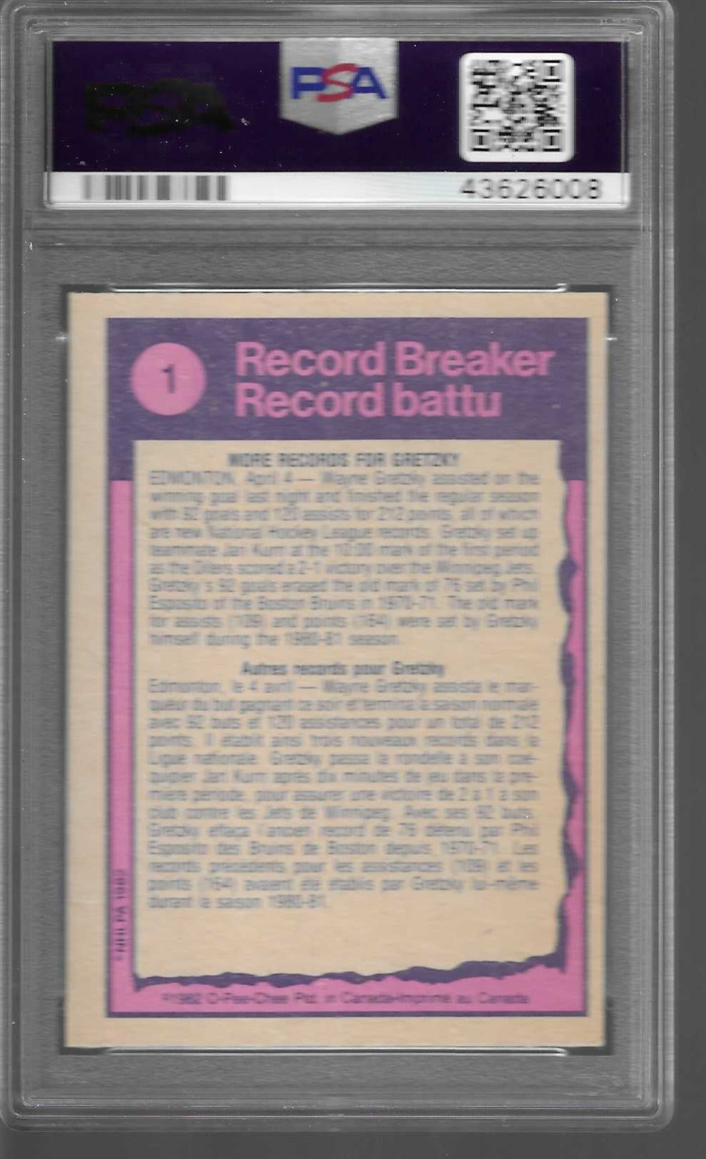 1982-83 OPC O PEE CHEE WAYNE GRETZKY 
