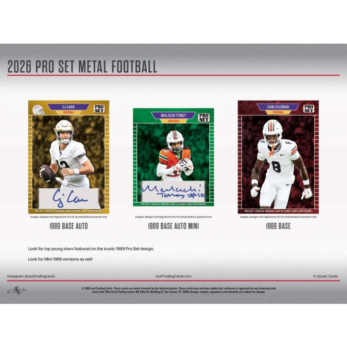 2026 Leaf Pro-Set Football Hobby Box - Factory Sealed Pre-Sell