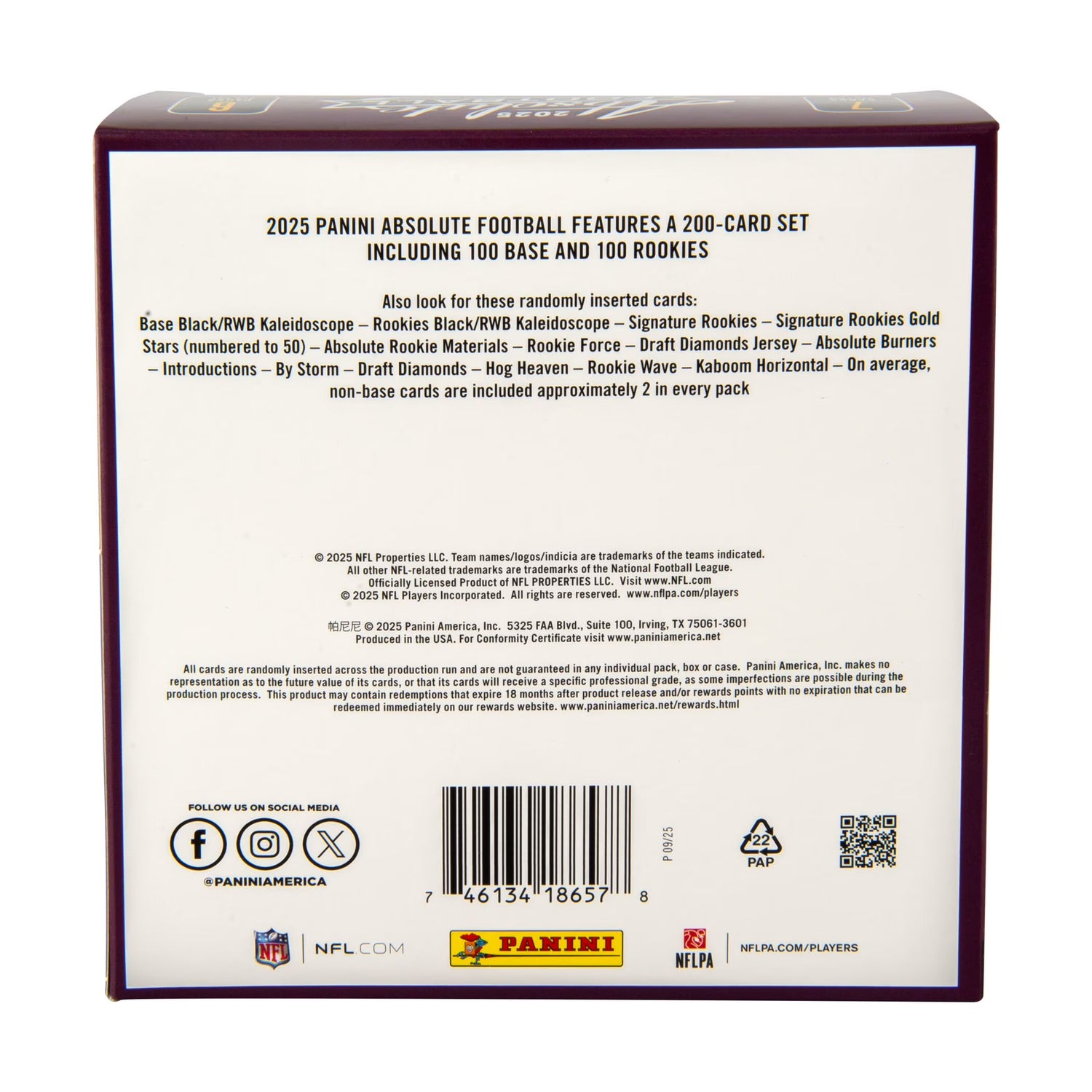 2025  Absolute Football Trading Cards Mega Box