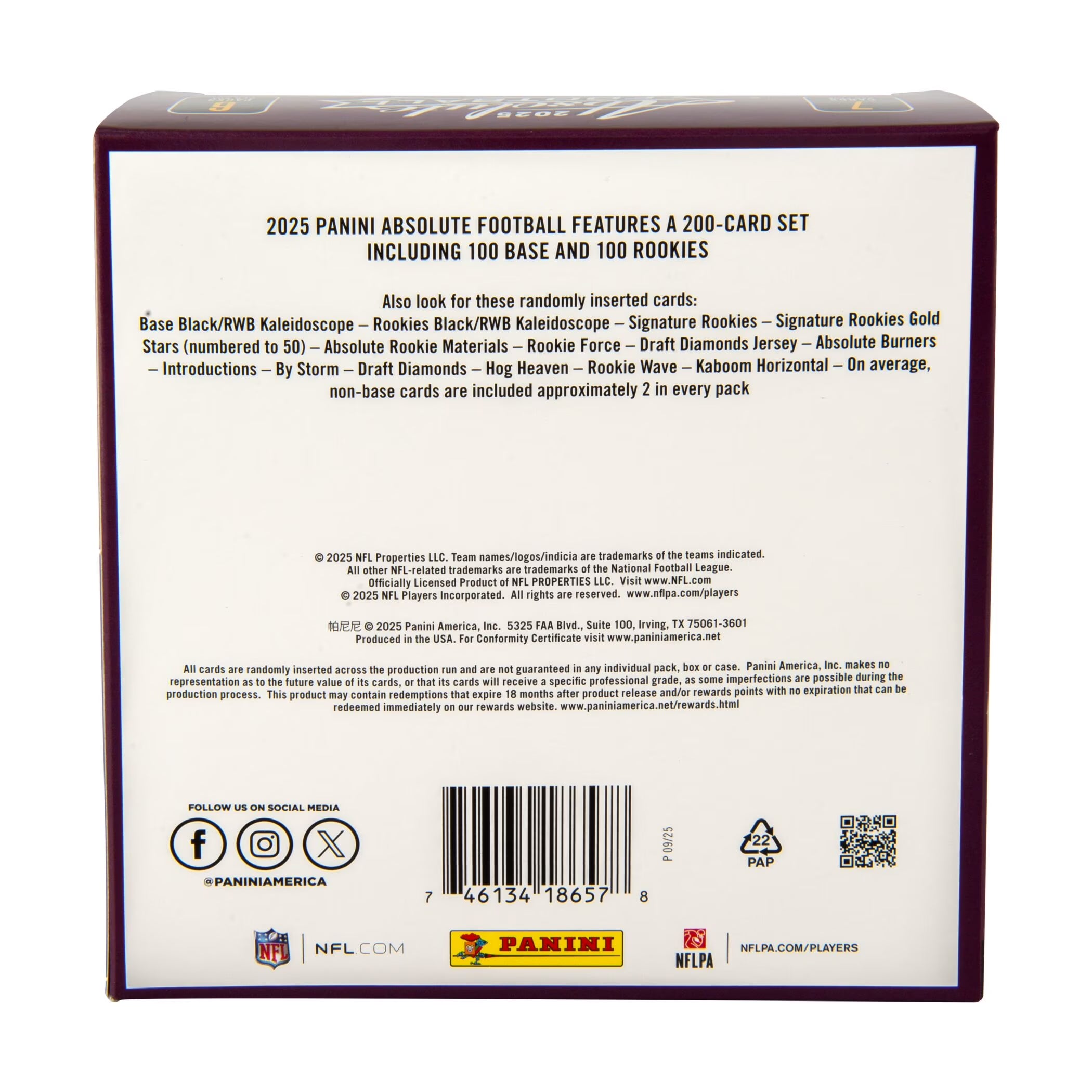2025  Absolute Football Trading Cards Mega Box
