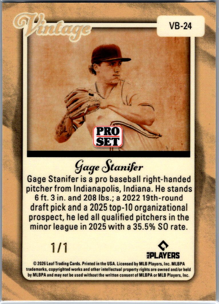 Gage Stanifer 2026 Pro Set Metal Lazer Silver Vintage 11