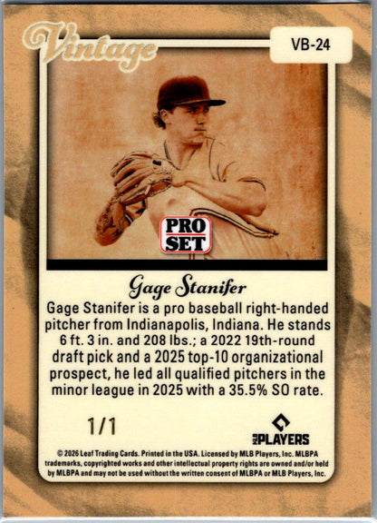 Gage Stanifer 2026 Pro Set Metal Lazer Silver Vintage 11