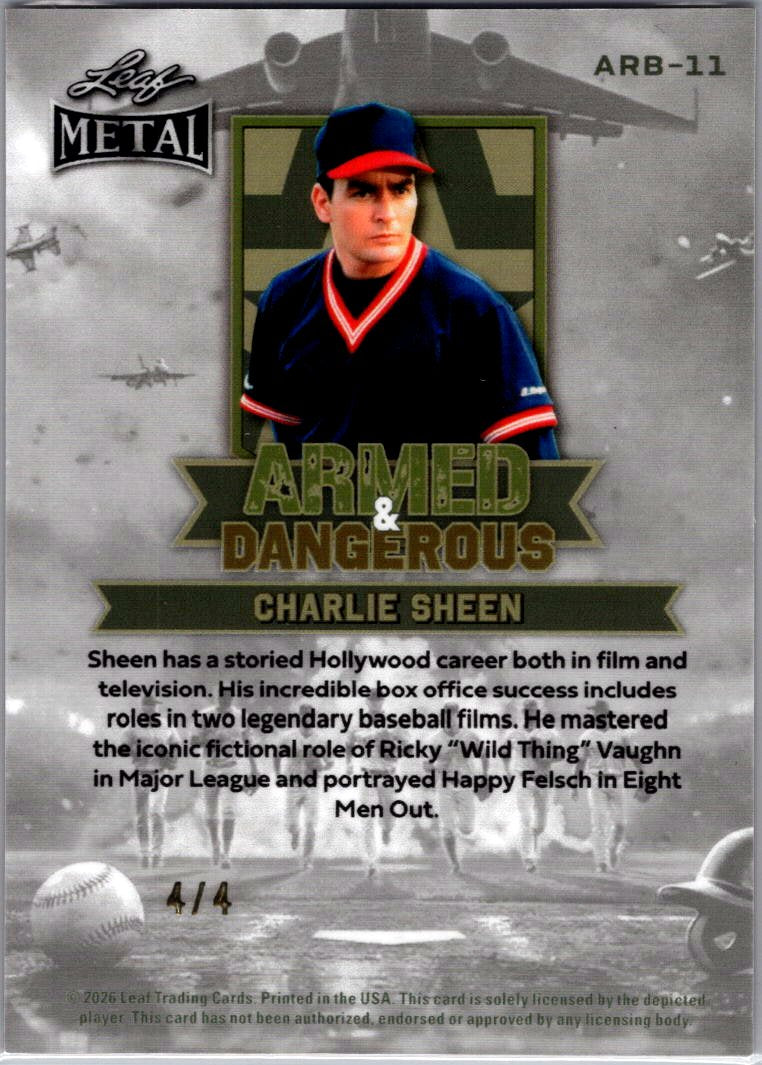 Charlie Sheen - 2026 Leaf Metal Red Armed &amp; Dangerous 44
