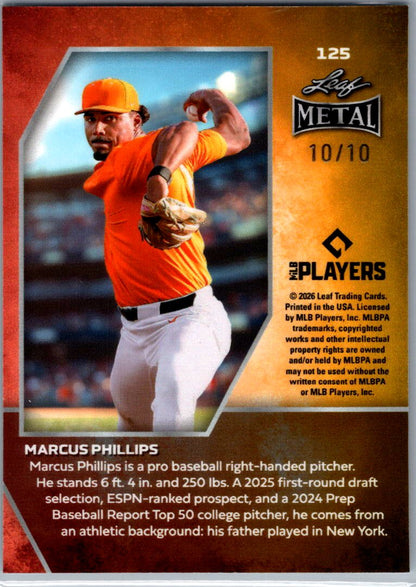 Marcus Phillips Leaf Metal Stainless 1225 Red Sox Prospect